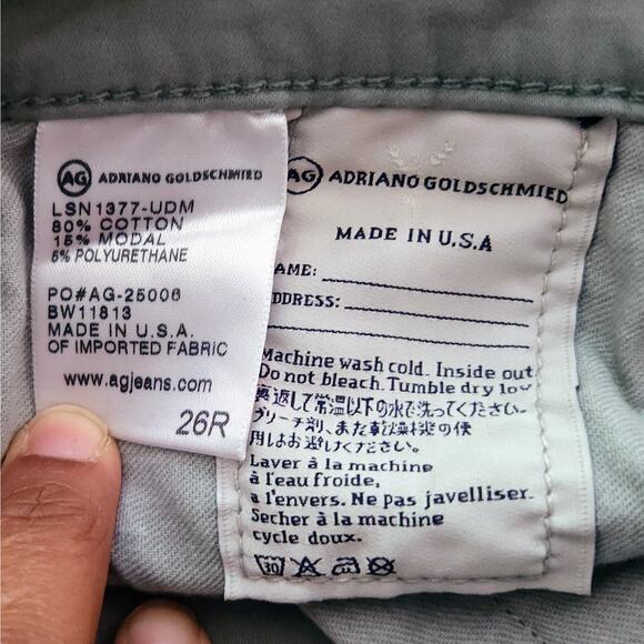 AG Adriano Goldschmied Chino Women sz.‎ 26R Sage Green Stevie Ankle Preppy Jeans - Picture 6 of 13